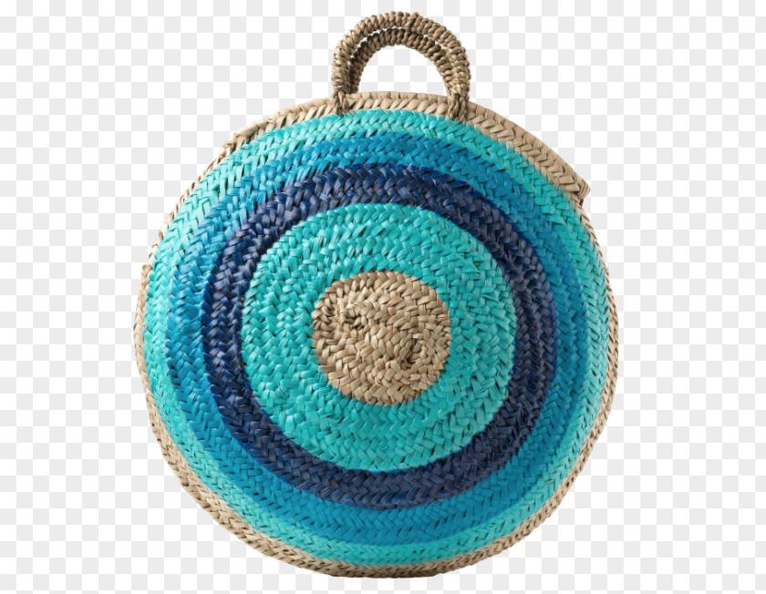 Paris Daily Blue Woven Fabric Turquoise Basket Handbag PNG