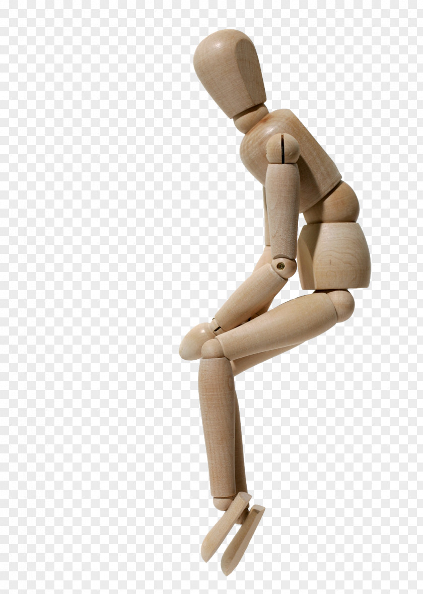 Thinking Of Wooden Sitting Mannequin Royalty-free Photography PNG