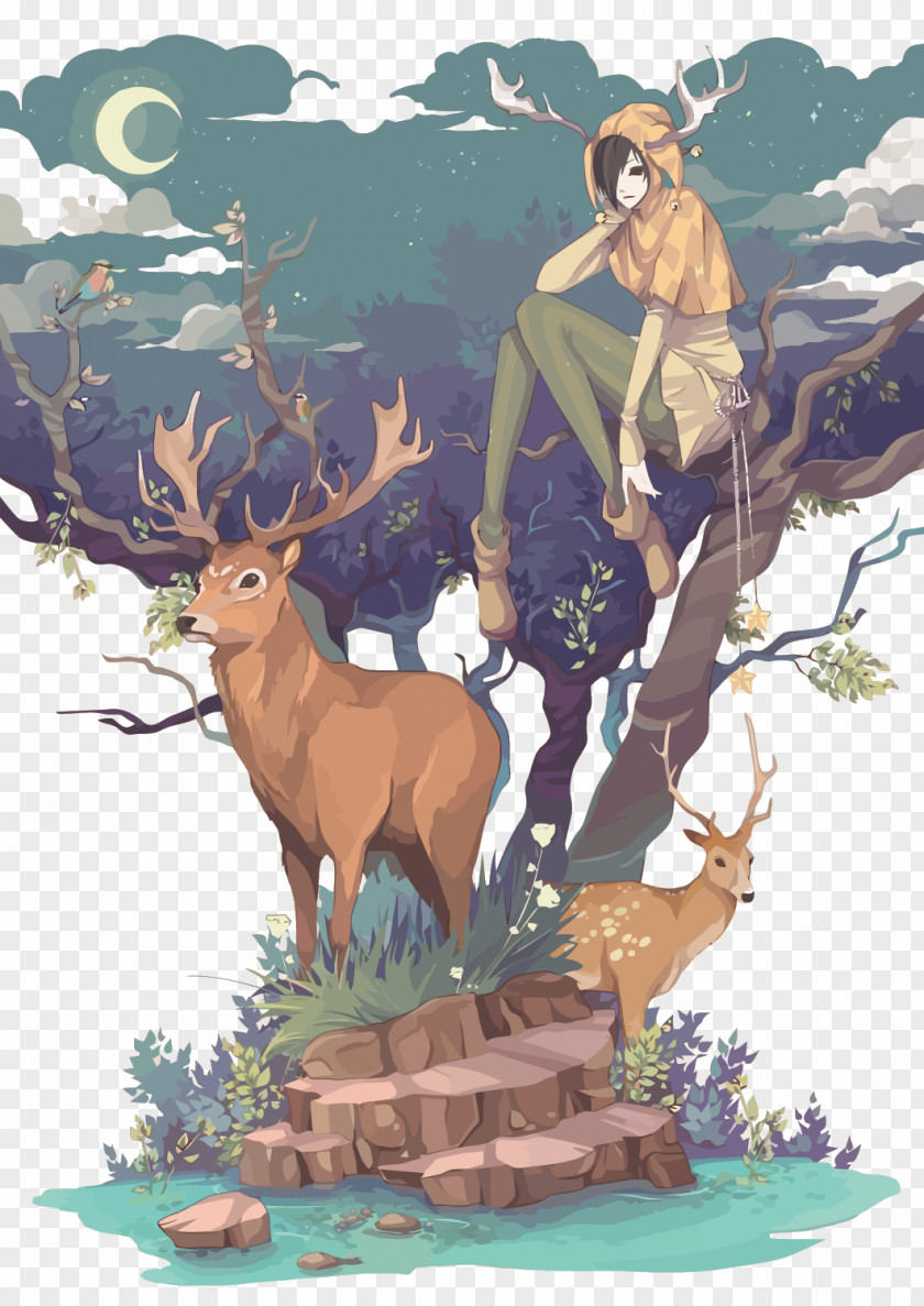 Vector Forest Artist Drawing Painting Illustration PNG