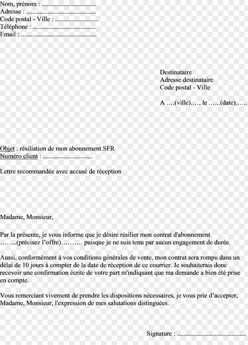 Facture Résiliation Des Contrats En France La Box De SFR Document Insurance PNG