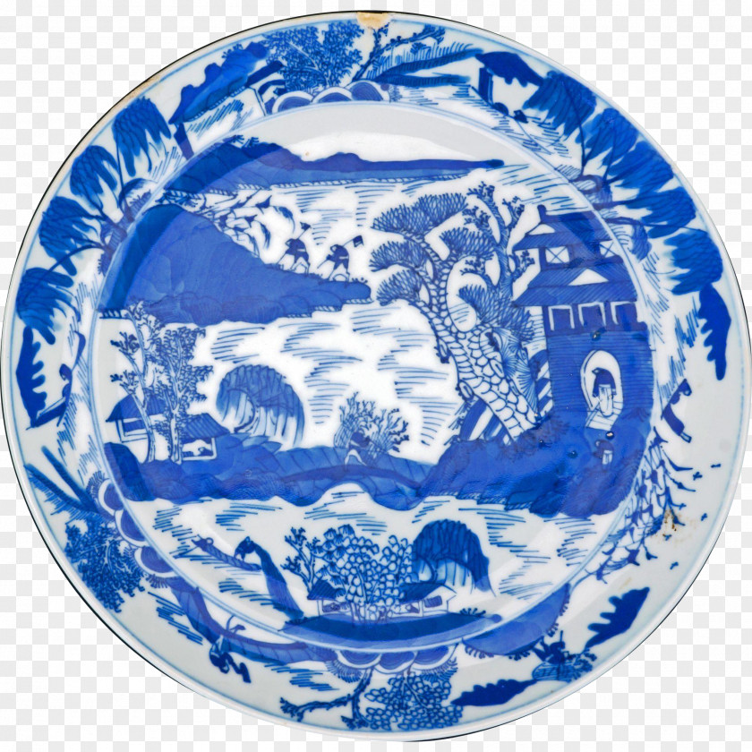 Plate Tableware Platter Porcelain Cobalt Blue PNG