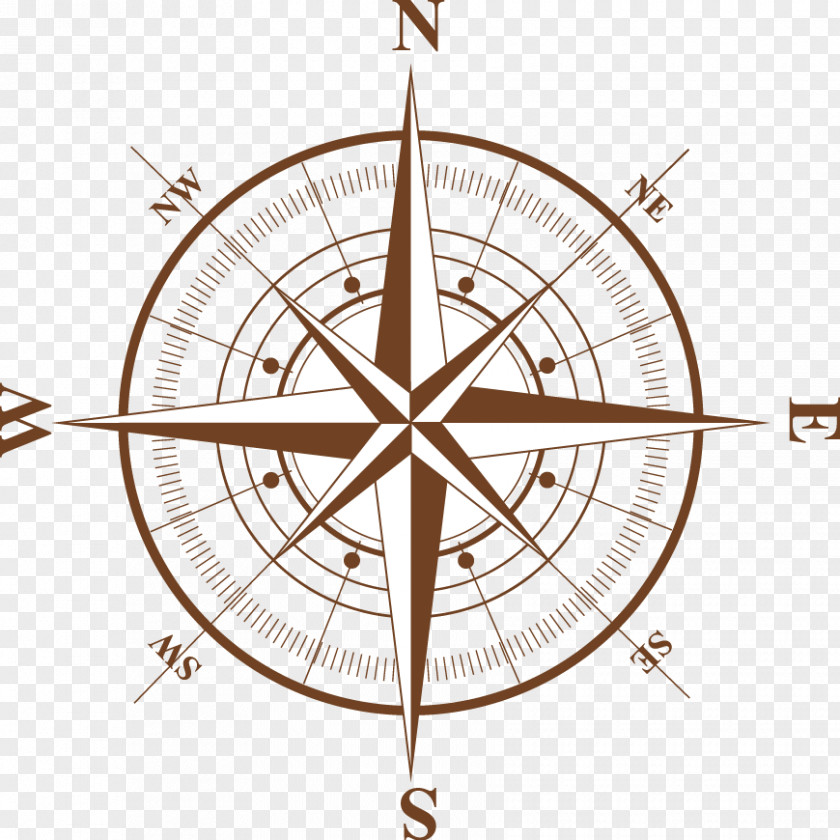 Wall Clock Compass Rose Drawing PNG