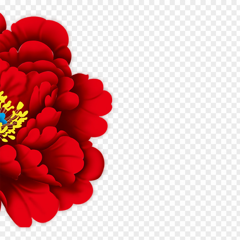 Big Red Moutan Peony Flower Floral Design Clip Art PNG