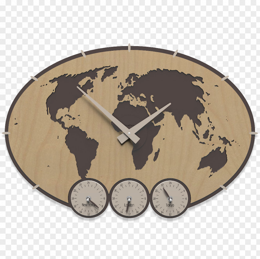 Wooden Tag World Map Projection PNG