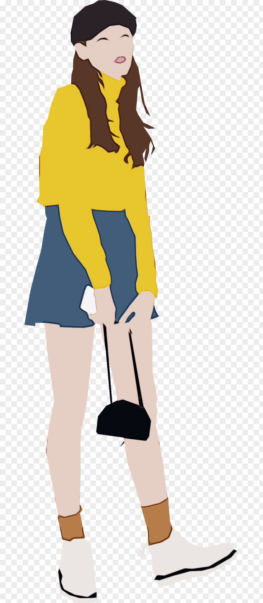 Knee Leg Girl Cartoon PNG