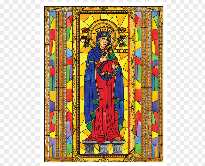 Glass Stained Our Lady Of Perpetual Help Mary Untier Knots Art PNG