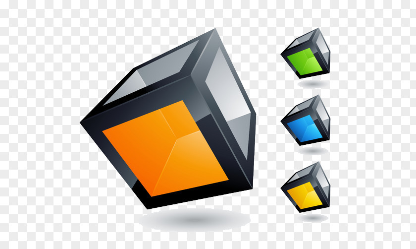 3D Cartoon Color Cube Logo Graphic Design Business PNG