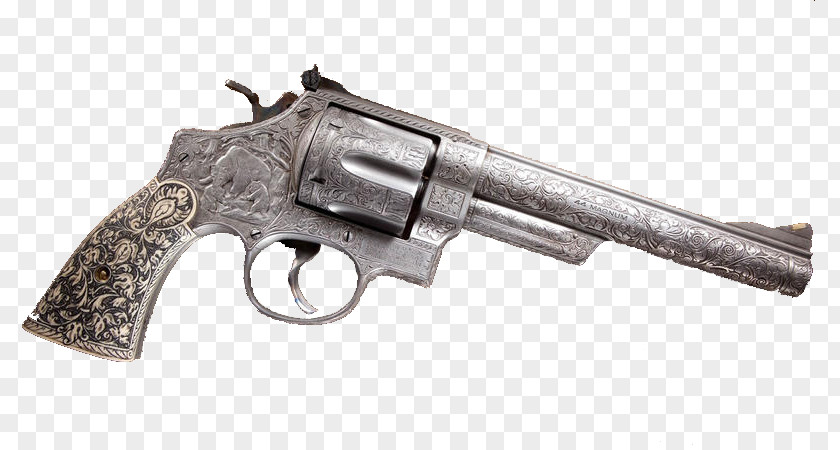 Matte Silver Revolver Trigger Firearm Air Gun Pistol PNG