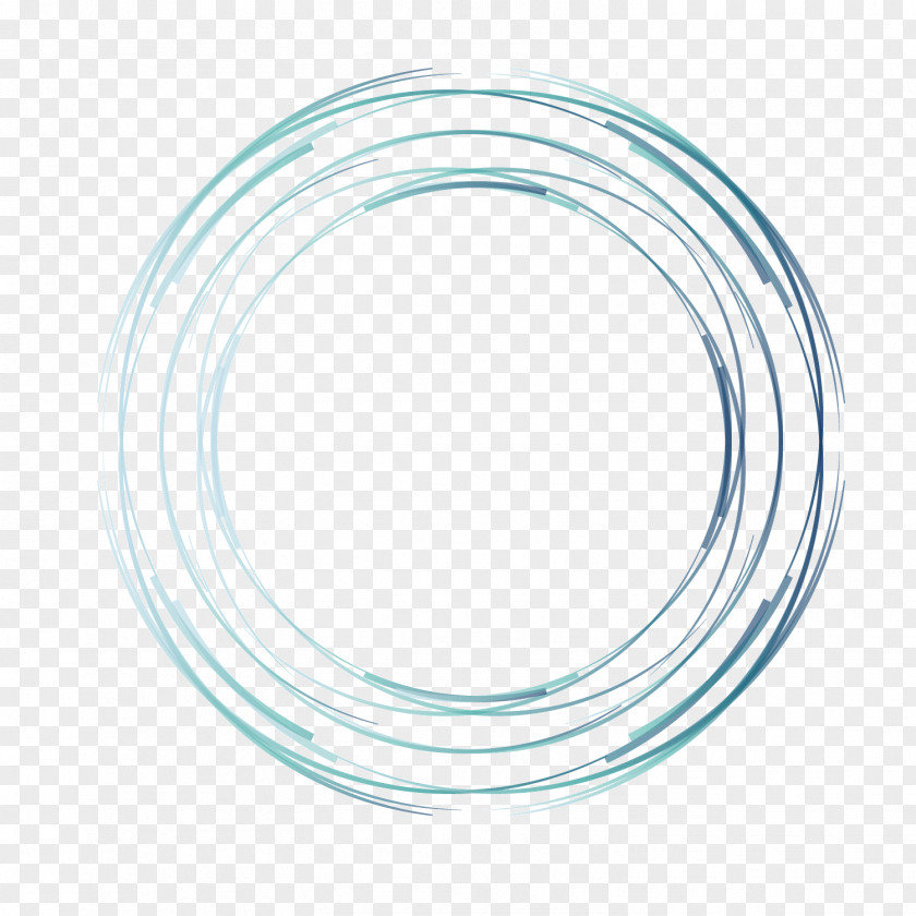 Vector Blue Hand-painted Hollow Circle PNG
