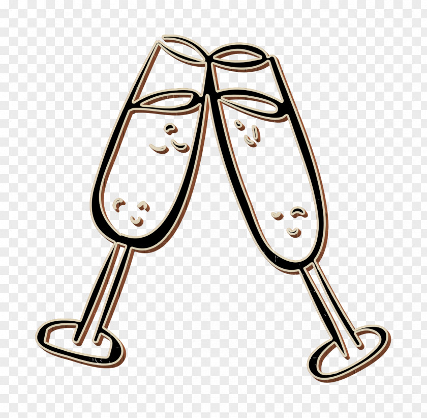Food Icon Champagne Glasses Hand Drawn Wedding PNG