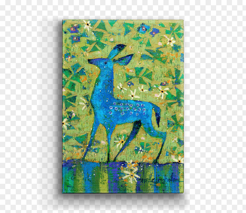 Reindeer Painting Picture Frames Turquoise Pattern PNG