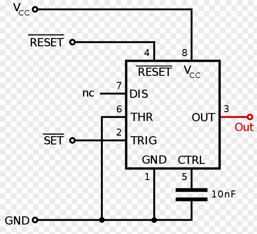 555 Timer IC Monostable Multivibrator Flip-flop PNG