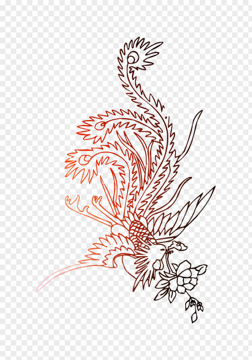 A Coloring Book Phoenix Drawing Papercutting PNG