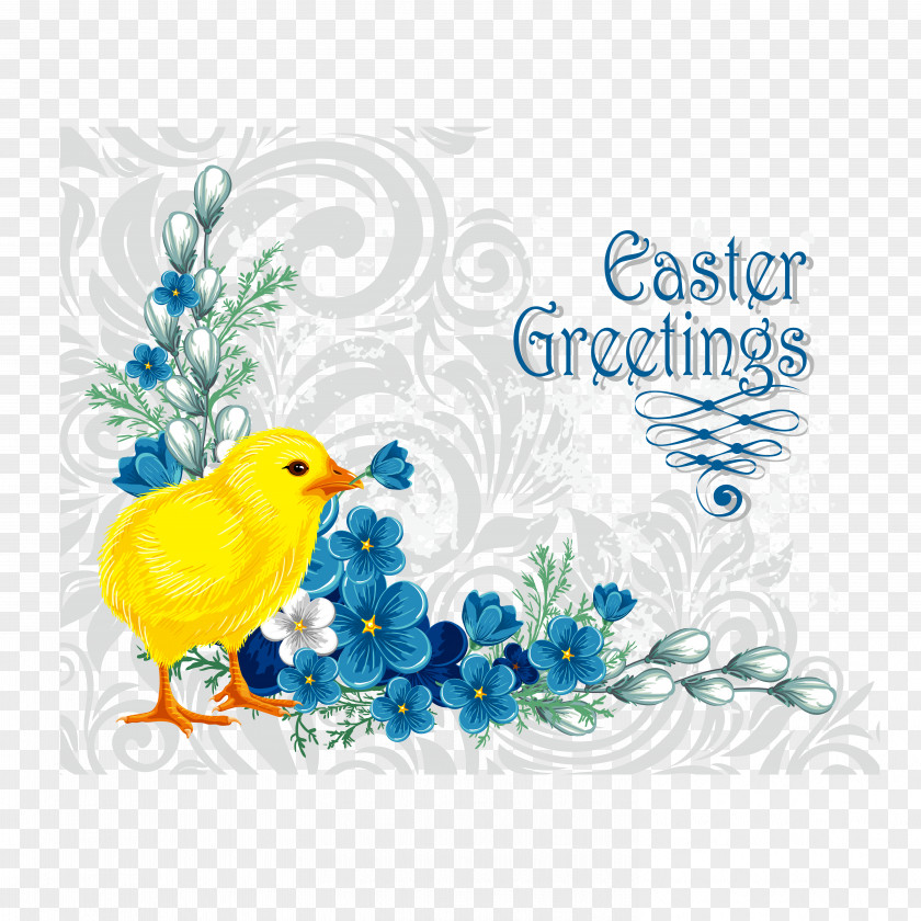 Easter Chicken Vector Flower Picture Frame Clip Art PNG