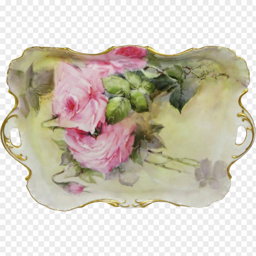 Hand-painted Roses Tableware Platter Plate Porcelain Petal PNG