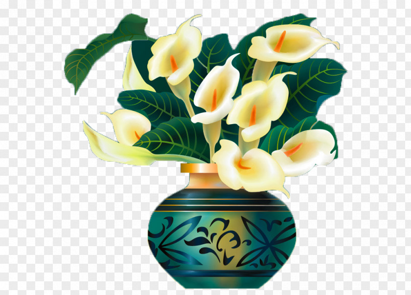 Vase In The Velvet Flower Computer Effect Map Arum-lily Cut Flowers Illustration PNG