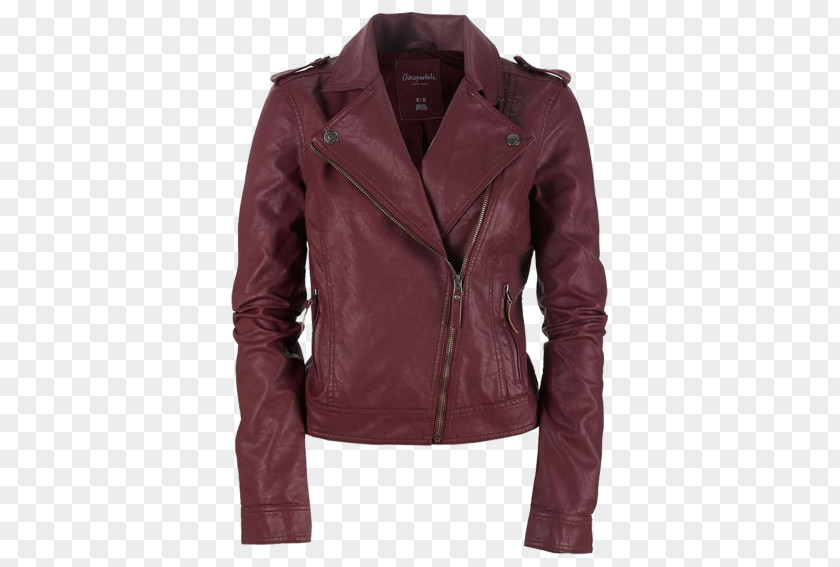 Jacket Leather Maroon Zipper PNG