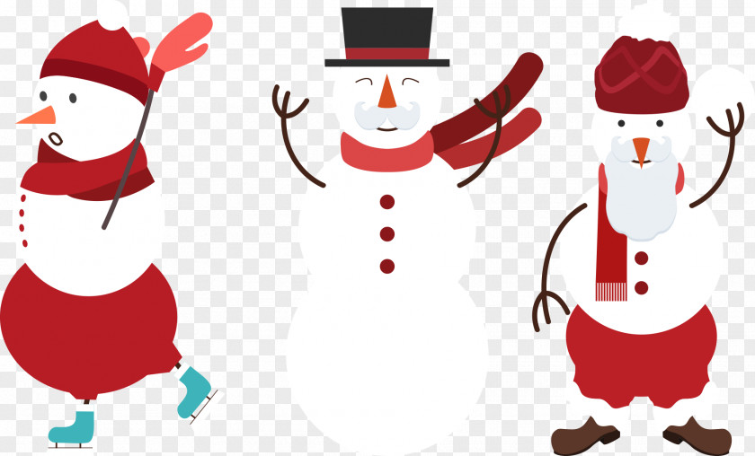 Red Christmas Snowman Illustration PNG