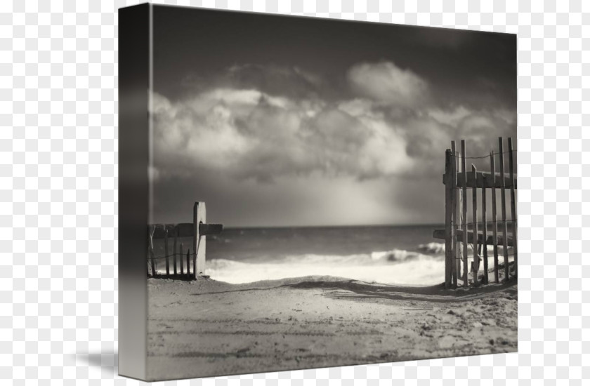 Beach Fence Black And White Cape Cod Wellfleet Gallery Wrap Art PNG