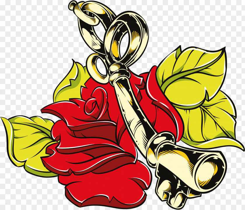 Ed Hardy Floral Design Garden Roses Clip Art PNG