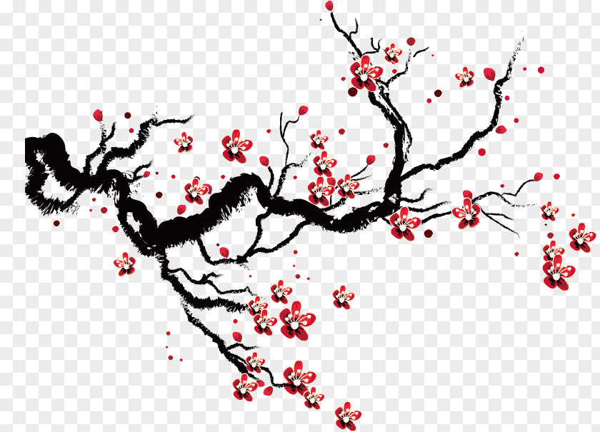 Plum Flower Cherry Blossom Drawing PNG