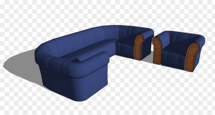 Blue Sofa Chair Model Table Couch PNG