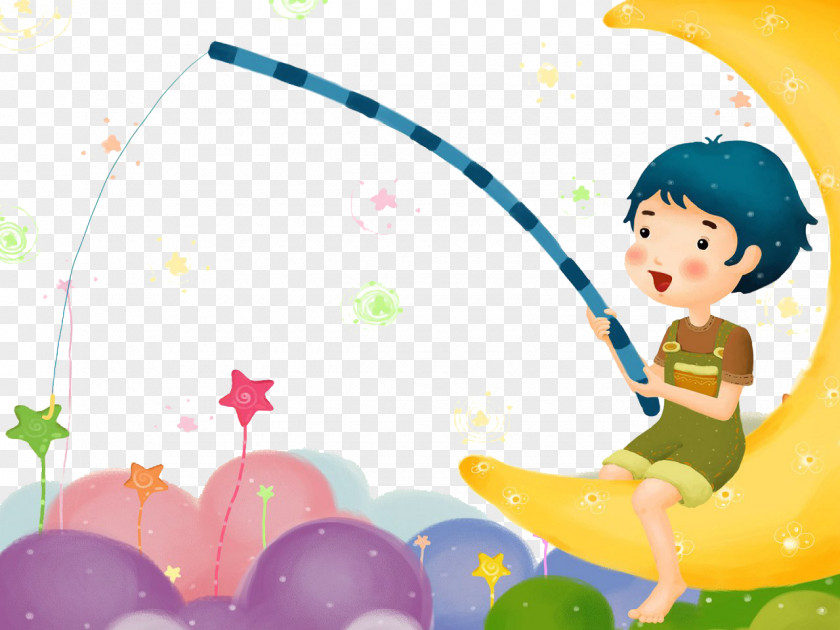 Sketch Cartoon Boy Fishing Animation Wallpaper PNG