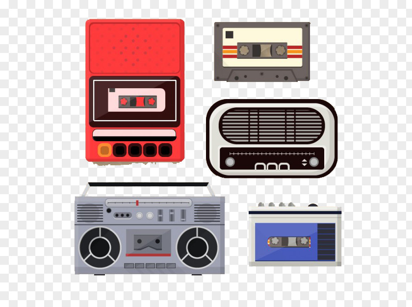 Vintage Radio Compact Cassette Illustration PNG