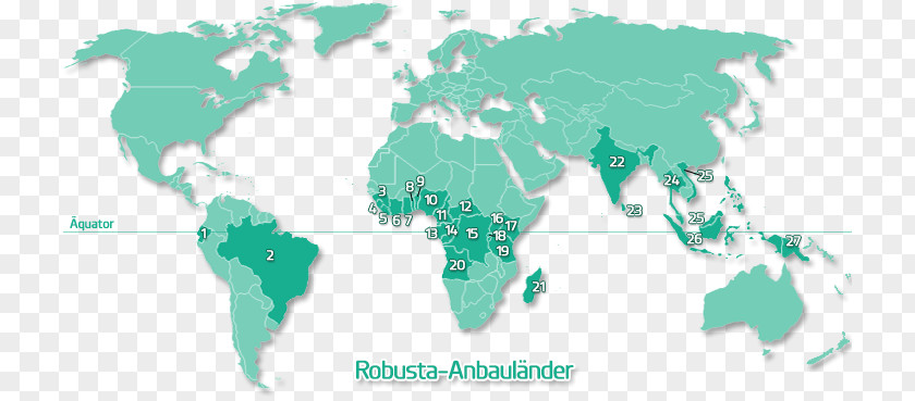 Robusta Coffee World Map Mapa Polityczna PNG