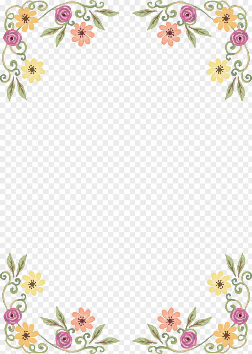Border Of Wild Flowers And Rattan Wildflower Floral Design PNG