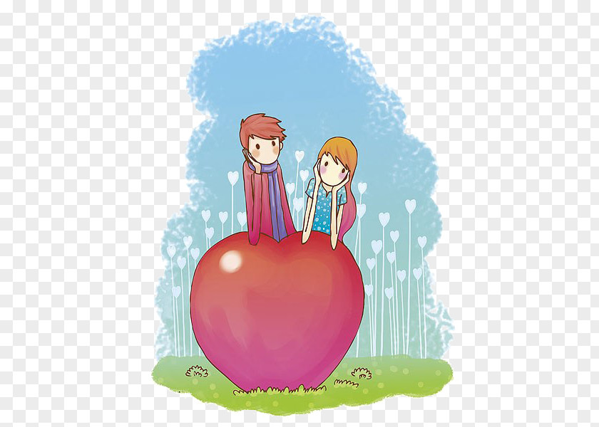 Cartoon Couple Love Material PNG