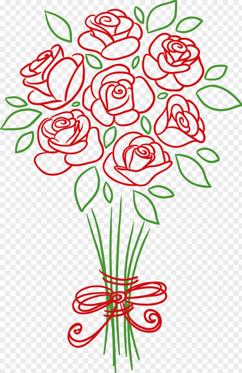 Line Flower Wedding Invitation Bouquet Rose PNG