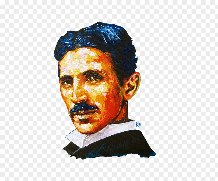 Genius Nikola Tesla Portrait Painting Coil Art PNG