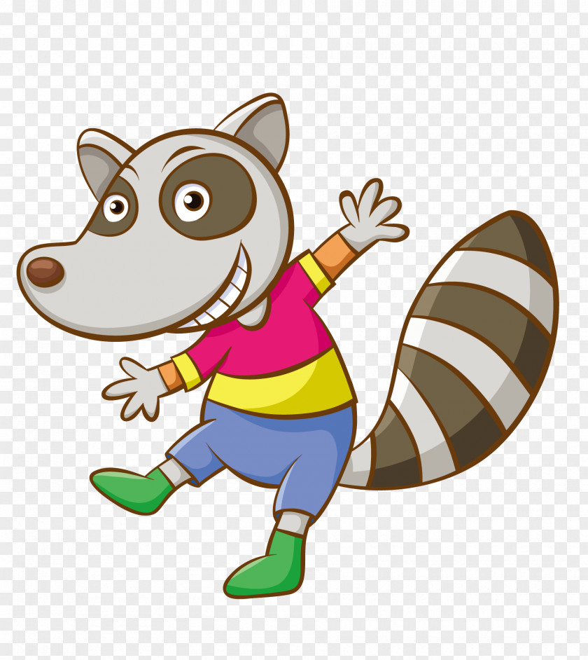 Hand-painted Cartoon Raccoon Character Illustration PNG