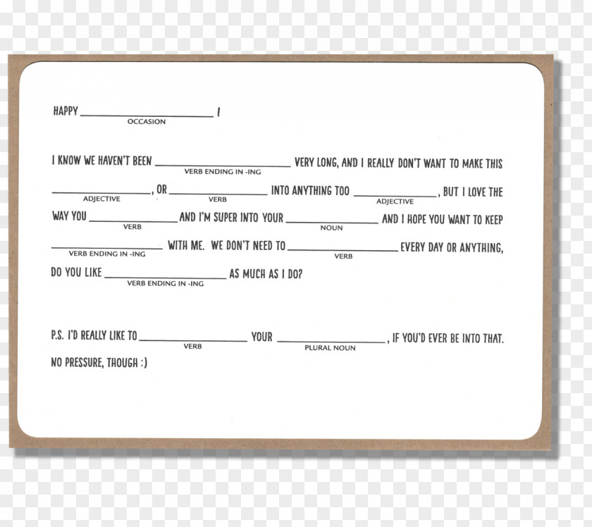 Valentines Day Mad Libs Valentine's Greeting & Note Cards Gift Holiday PNG