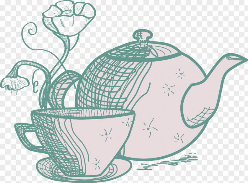 Hand Painted Lily Tea Bubble Cafe Green Ginger PNG