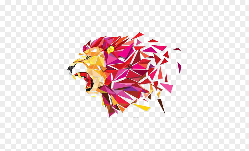 Gradual Change Lion Geometry Illustration PNG