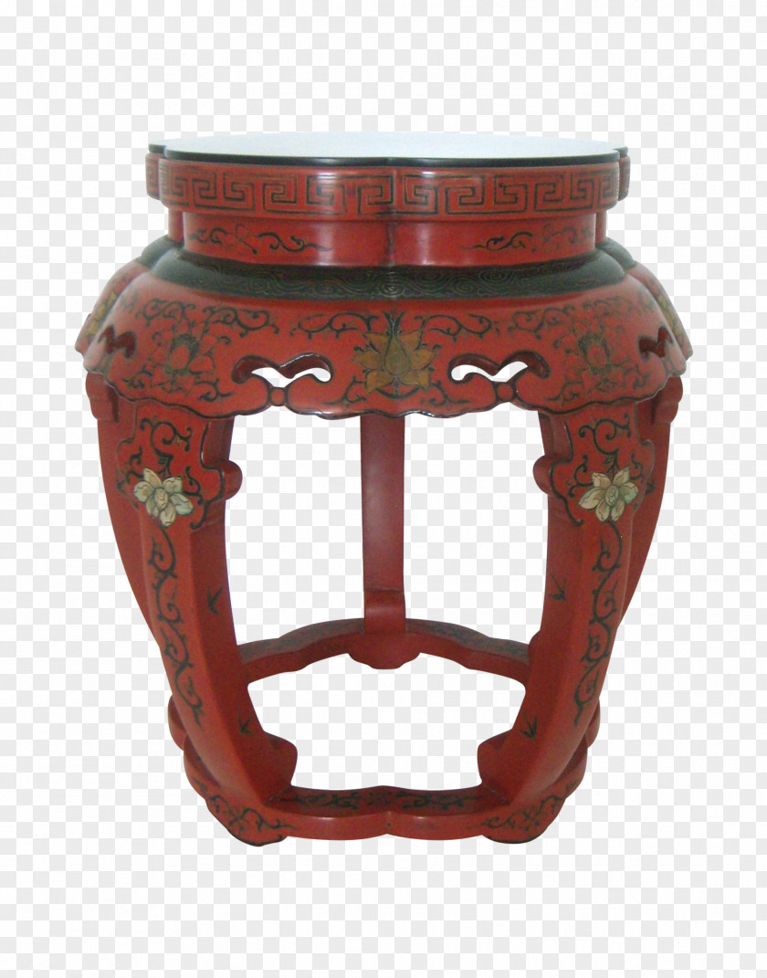Chinese Drum Bedside Tables Lacquer Bar Stool PNG