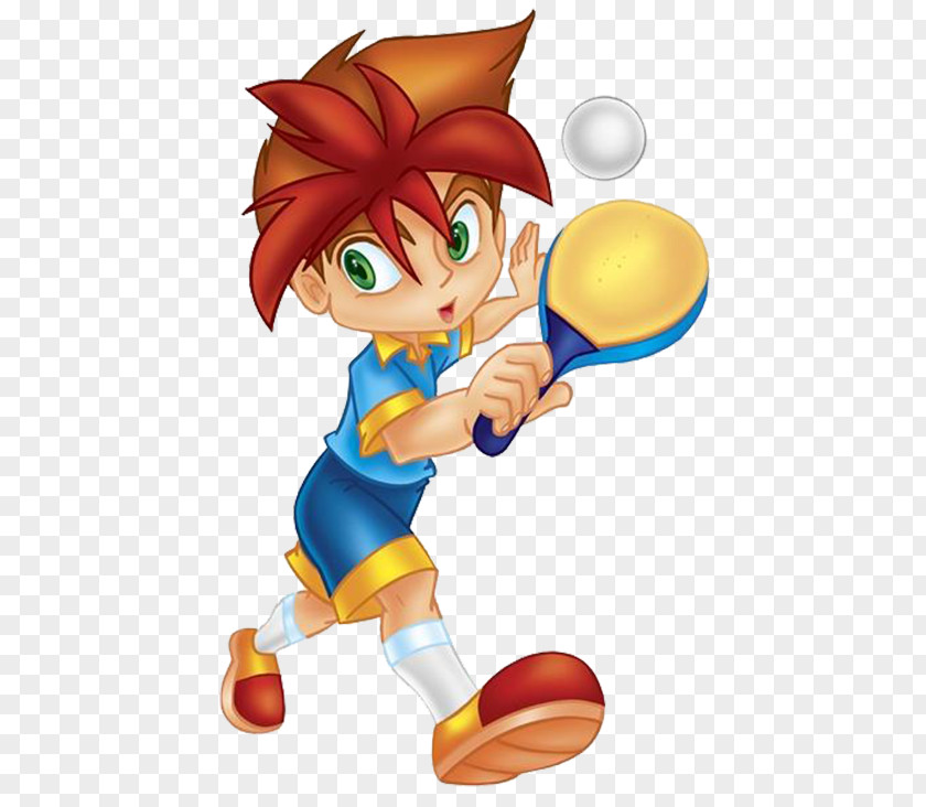 Red Haired Boy And Table Tennis Bat Pong Racket Illustration PNG