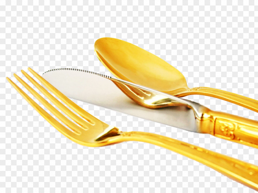 Gold Spoon Knife Fork Cutlery PNG