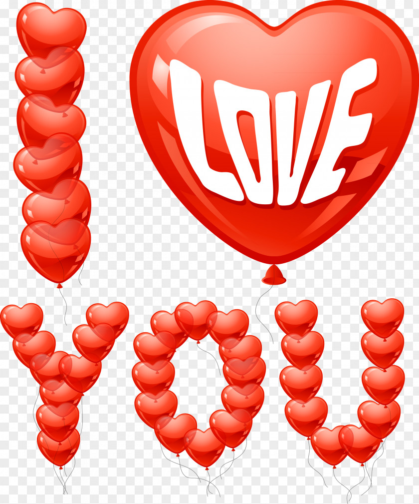Lovely Text Heart Love Balloon Clip Art PNG