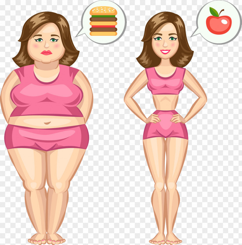 Cartoon Women Adipose Tissue Weight Loss Fat Clip Art PNG