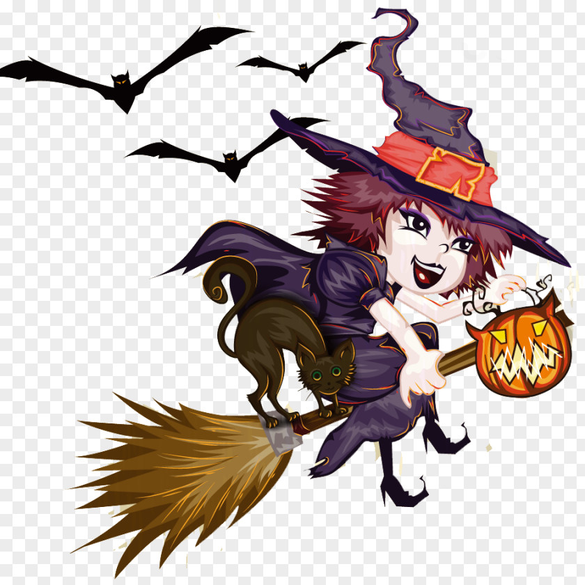 Halloween Little Witch Vector Material Great Pumpkin Poster PNG