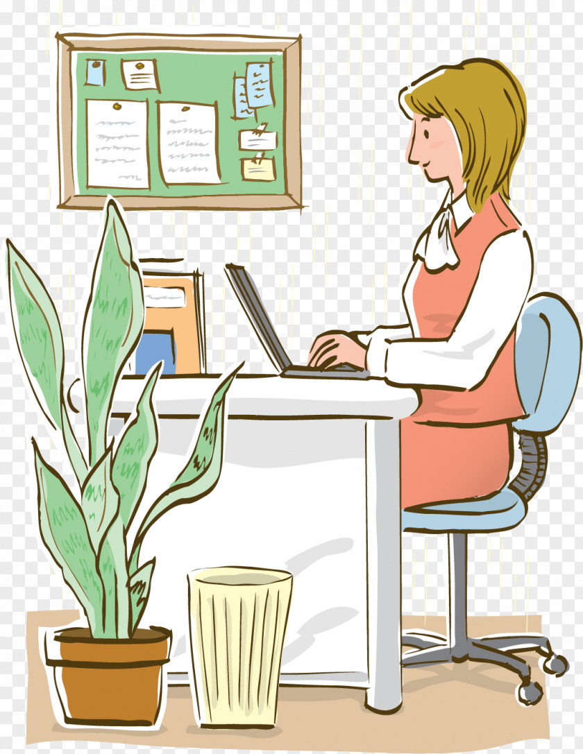Vector Painted Working Women Stock Illustration Clip Art PNG