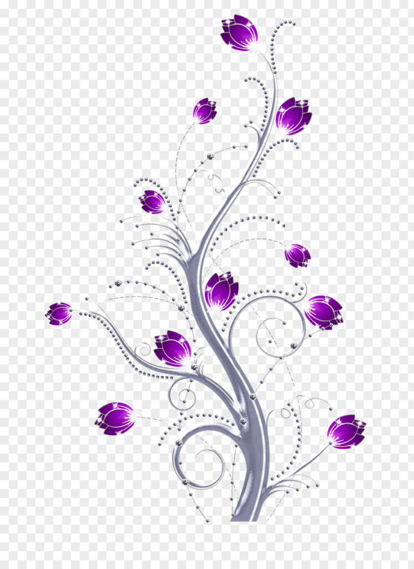 Floral Ornament Purple Flower Art Design PNG