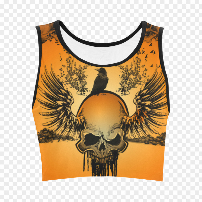 Skull Crow T-shirt Crop Top Sleeve Fashion PNG