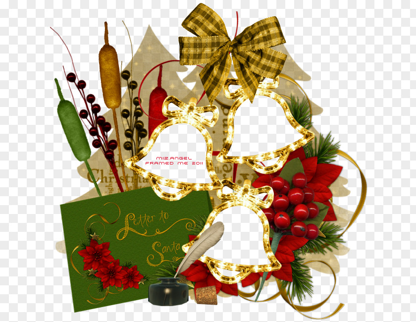 Christmas Ornament Floral Design Gift Basket PNG