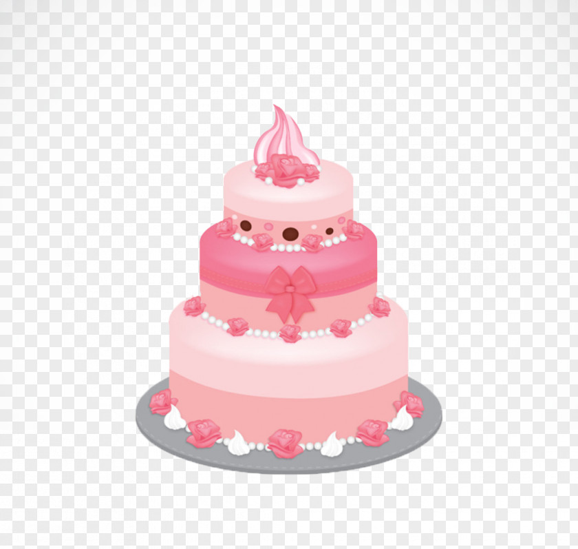 Pink Layer Cake Birthday Icing Cupcake Wedding PNG