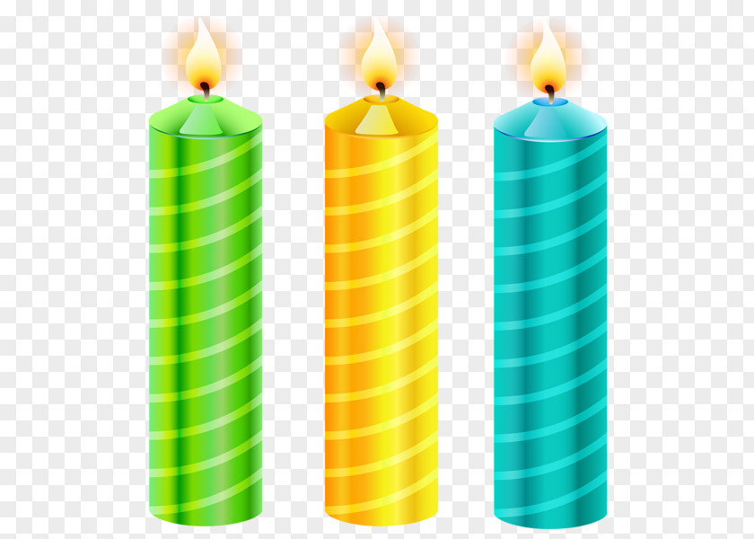 Cartoon Yellow Green Blue Candle Decoration Birthday Cake Clip Art PNG
