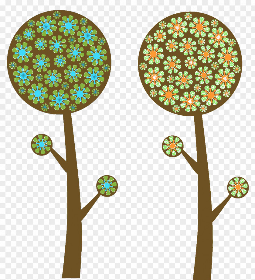 Cute Cartoon Trees Flower Clip Art PNG